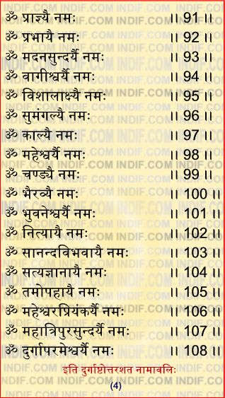 Durga 108 Names in Hindi