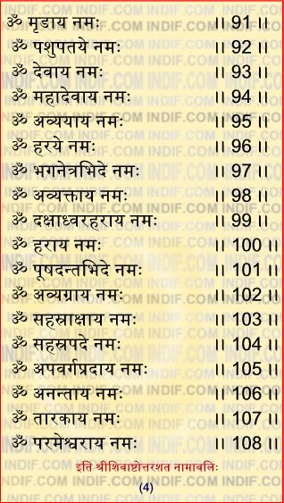 108 Names of Shiva