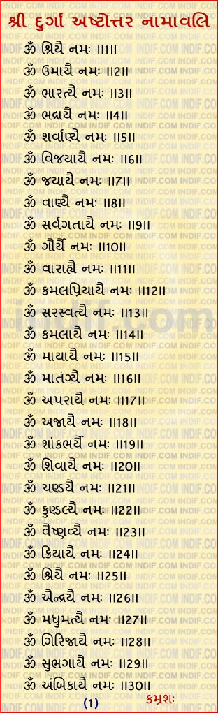 Durga 108 names in gujarati