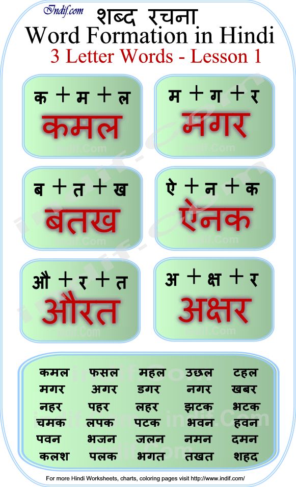 Read Hindi - 3 letter words